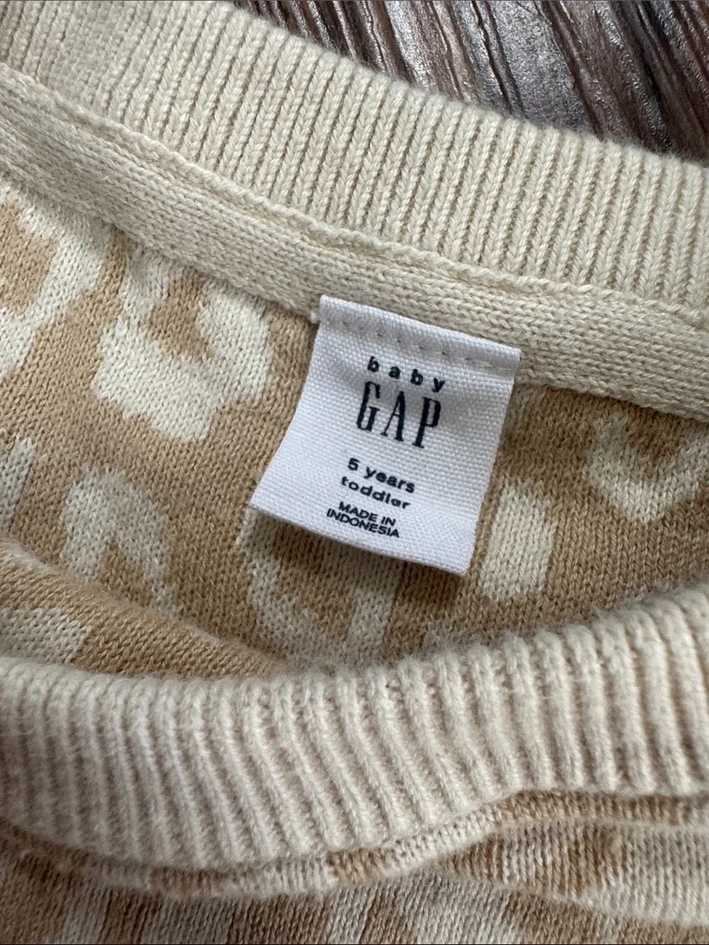 GAP Leopard Print Crewneck Sweater - Cream & Tan